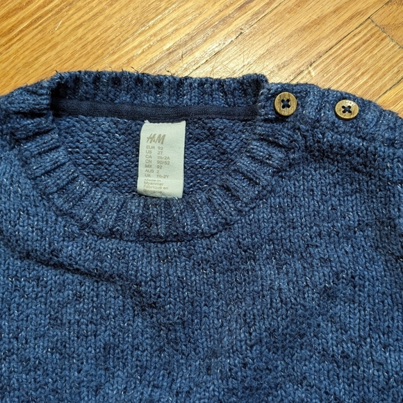 H&M Knit Pullover Sweater 2t Blue Bear kids boys - Picture 3 of 12